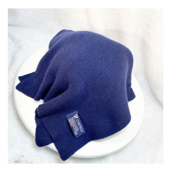 38 Daniel Cremieux Cotton & Cashmere Navy Blue Unisex Scarf - Picture 1 of 6